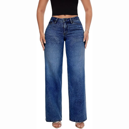 New Mid-Low Rise Stretch Wide-Leg Baggy Jeans