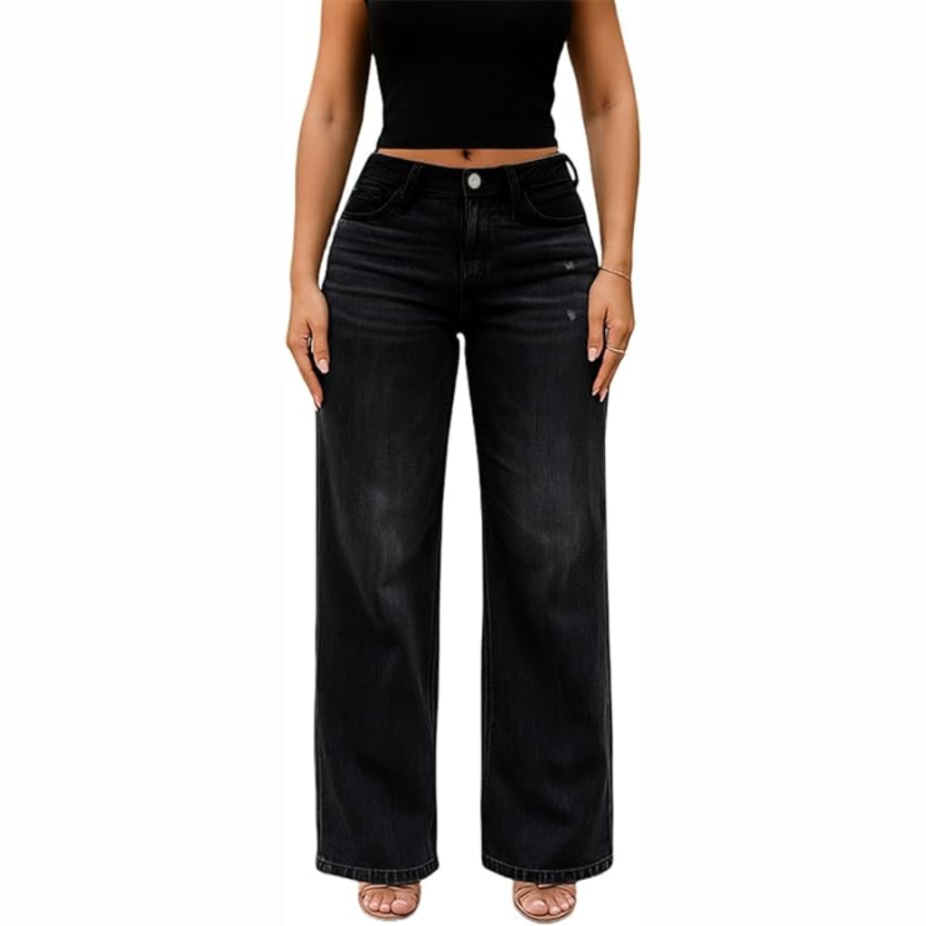 New Mid-Low Rise Stretch Wide-Leg Baggy Jeans