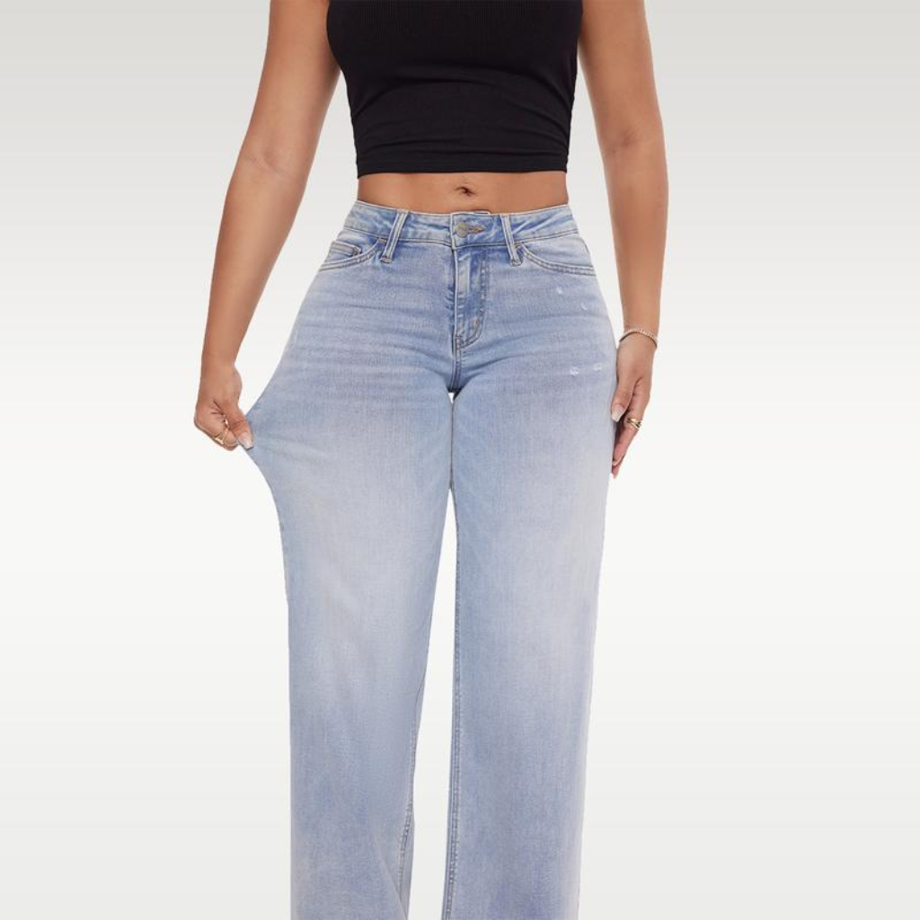 New Mid-Low Rise Stretch Wide-Leg Baggy Jeans