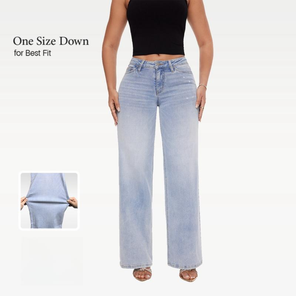 New Mid-Low Rise Stretch Wide-Leg Baggy Jeans