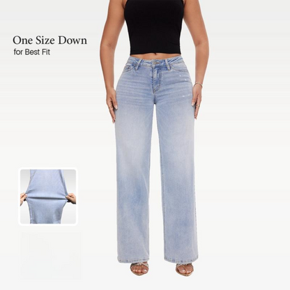 New Mid-Low Rise Stretch Wide-Leg Baggy Jeans